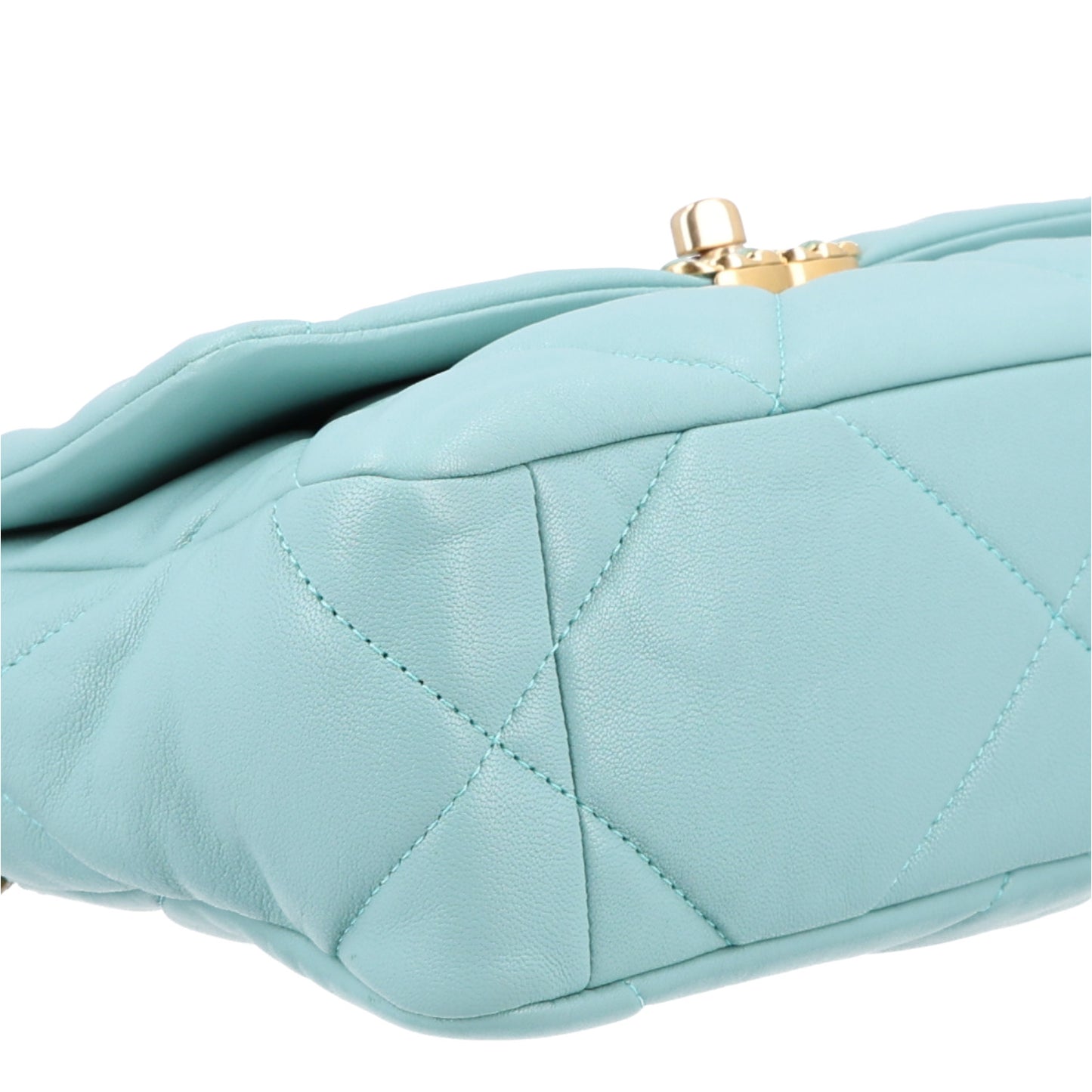 Goatskin Quilted Medium Chanel 19 Flap Light Blue