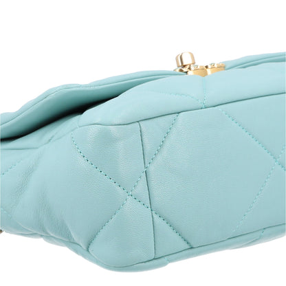 Chanel Goatskin Quilted Medium Chanel 19 Flap Light Blue 9 of 10