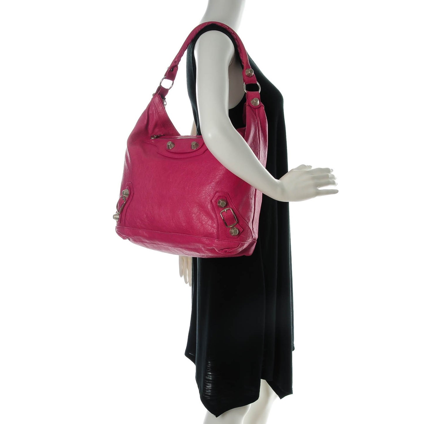 Agneau Giant 21 Silver Hardware Day Hobo Cyclamen Fucsia