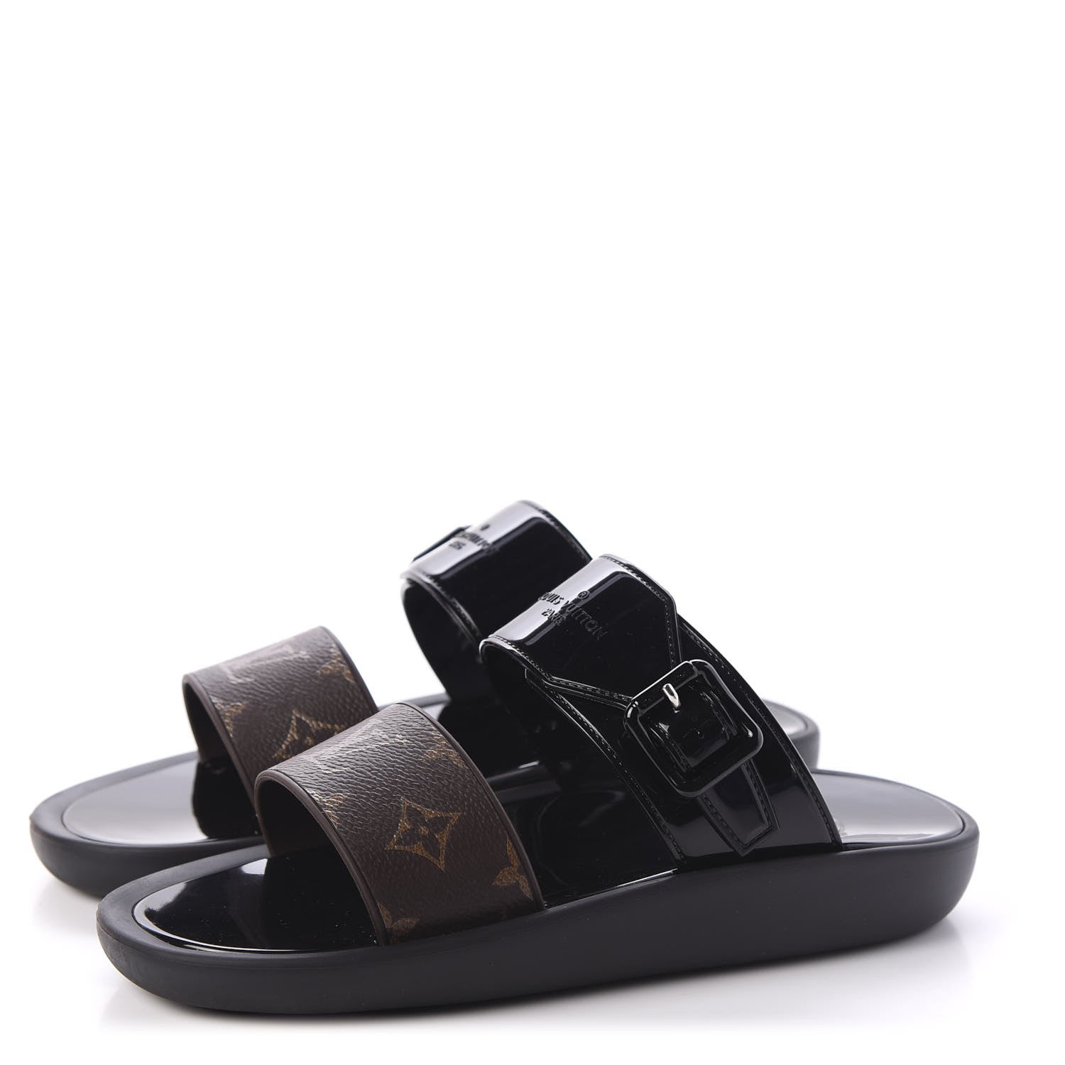 Louis Vuitton Monogram Sunbath Flat Mule Sandals 38 Black 5 of 10