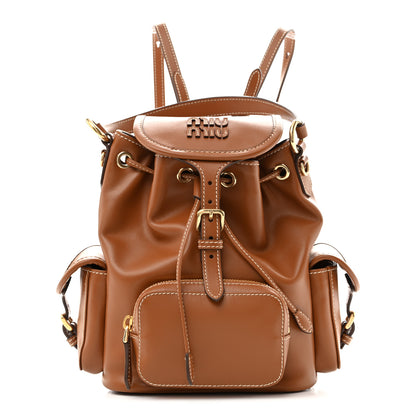 Miu Miu Soft Calfskin Medium Backpack Cognac 1 of 10
