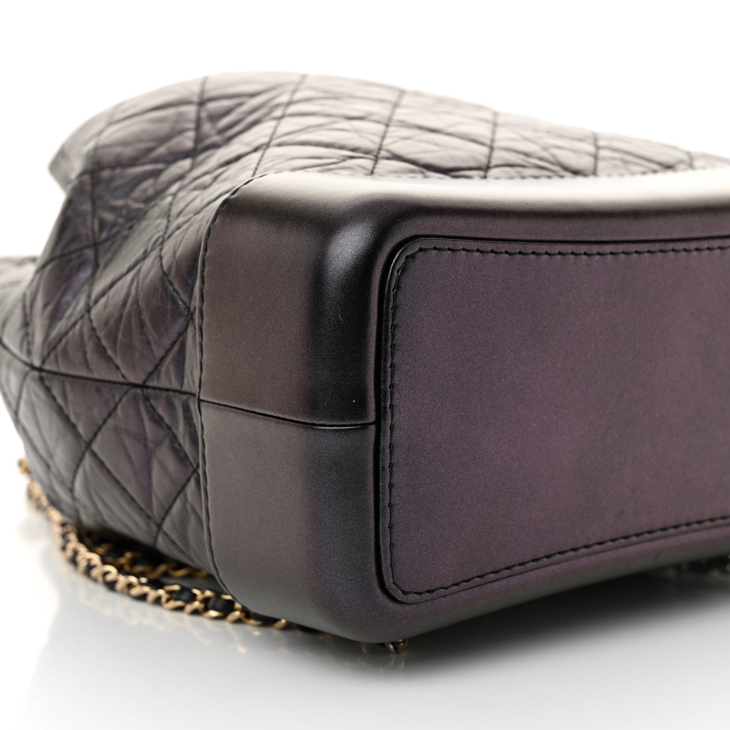 Chanel Iridescent Aged Calfskin Quilted Gabrielle Backpack Dark Purple 9 of 10