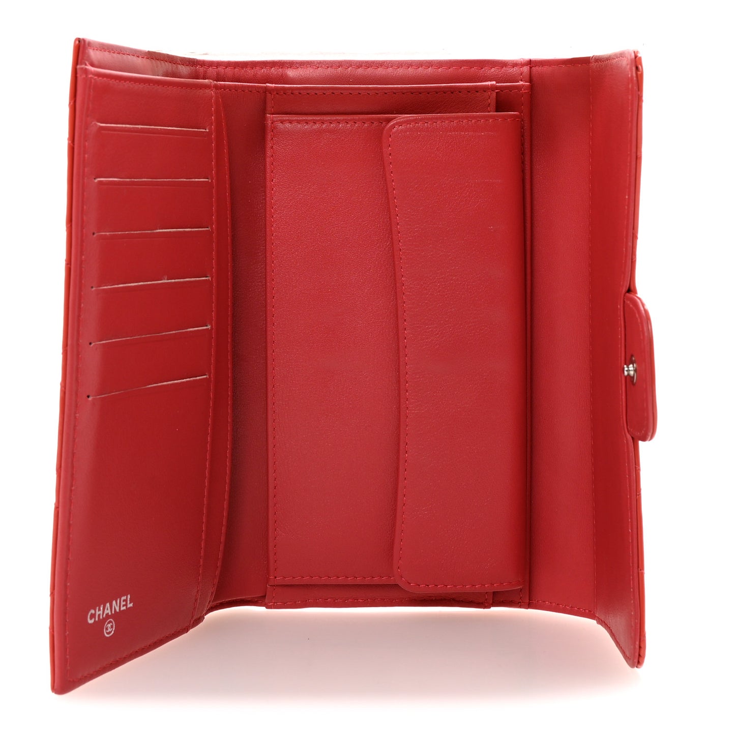 Patent Quilted Large Flap Wallet Dark Pink