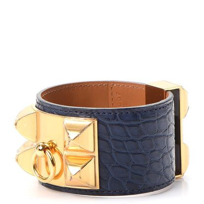 Hermes Matte Alligator Collier De Chien CDC Bracelet S Bleu de Malte 1 of 9