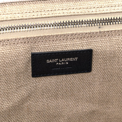 Saint Laurent Linen Calfskin Rive Gauche Tote Optic White 5 of 5