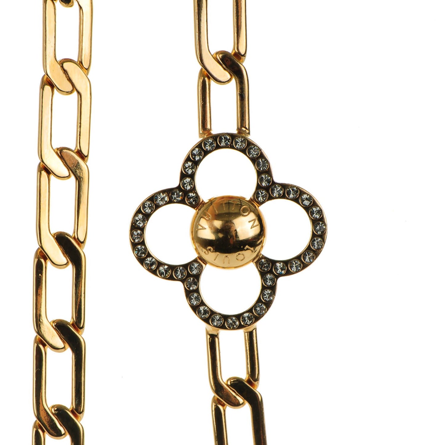 Monogram Multicolor Swarovski Crystal Flower Power Sautoir Necklace Gold
