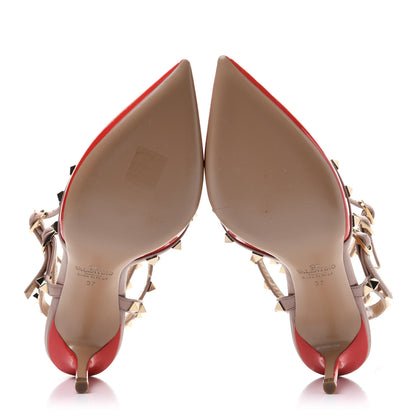Valentino Garavani Patent Rockstud Ankle Strap 65mm Pumps 37 Deep Orange Poudre 5 of 9