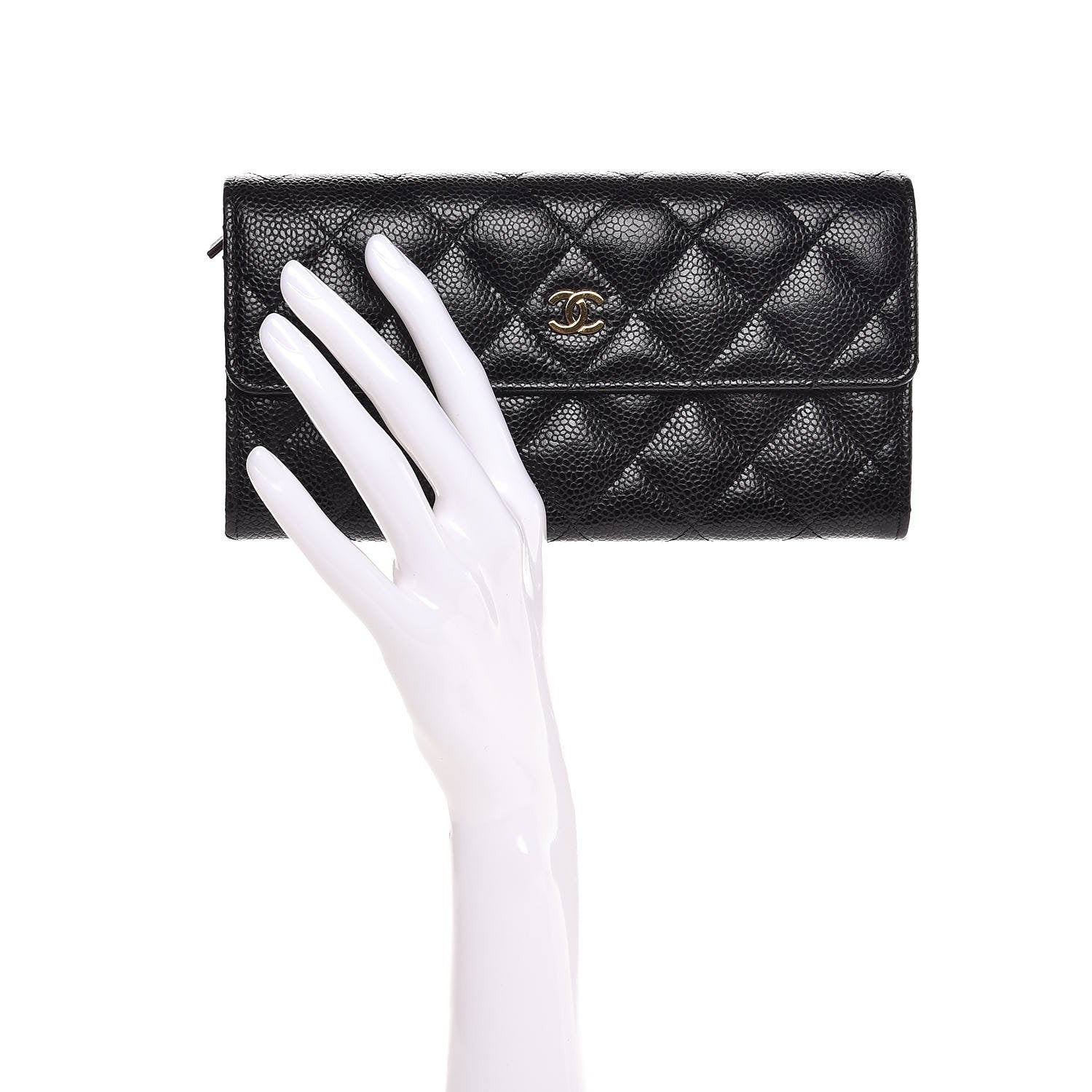 Chanel Caviar Quilted Large Gusset Flap Wallet Black 2 of 8