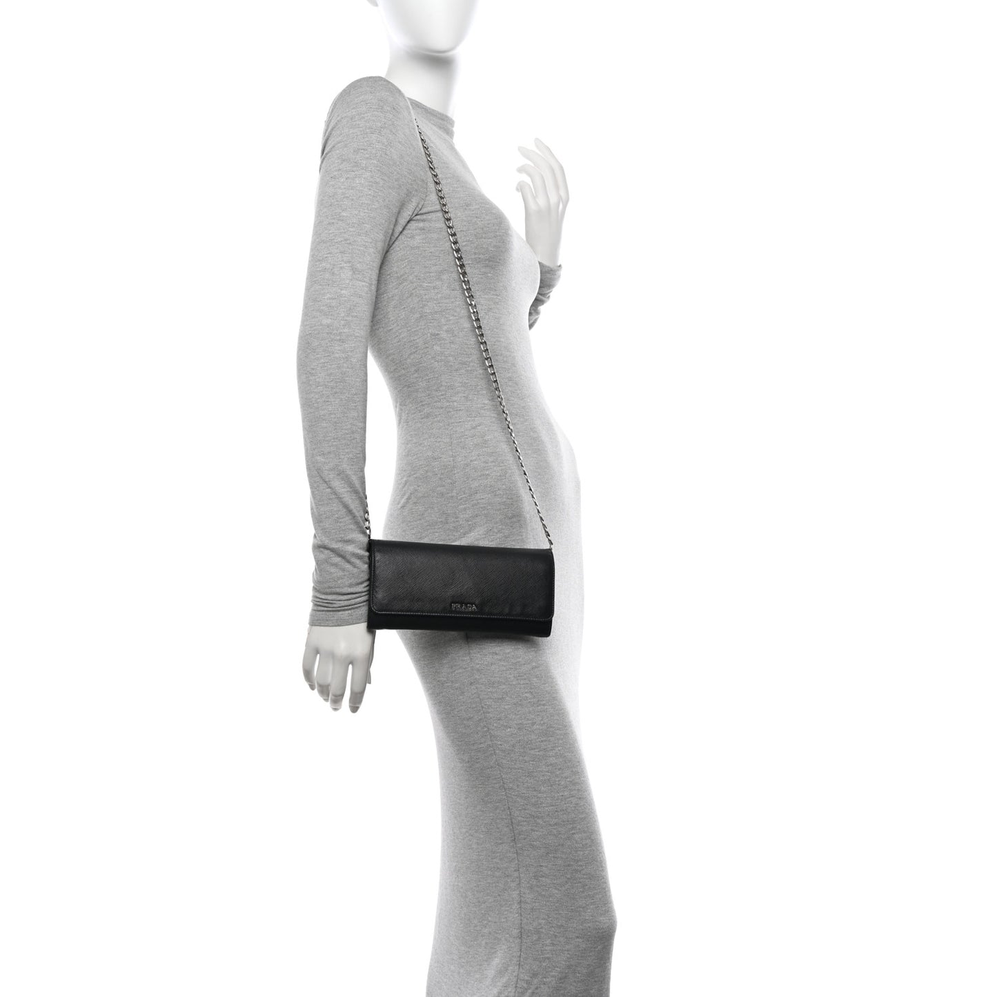 Saffiano Bi-Color Wallet On Chain Black Fuoco