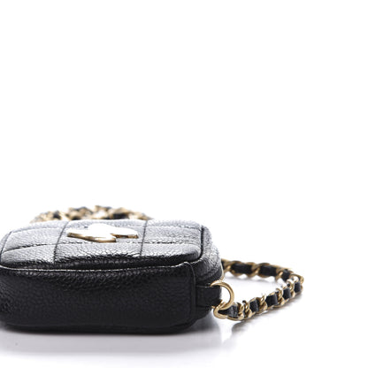 Chanel Caviar Quilted Diamond Coin Purse With Chain Black 7 of 11