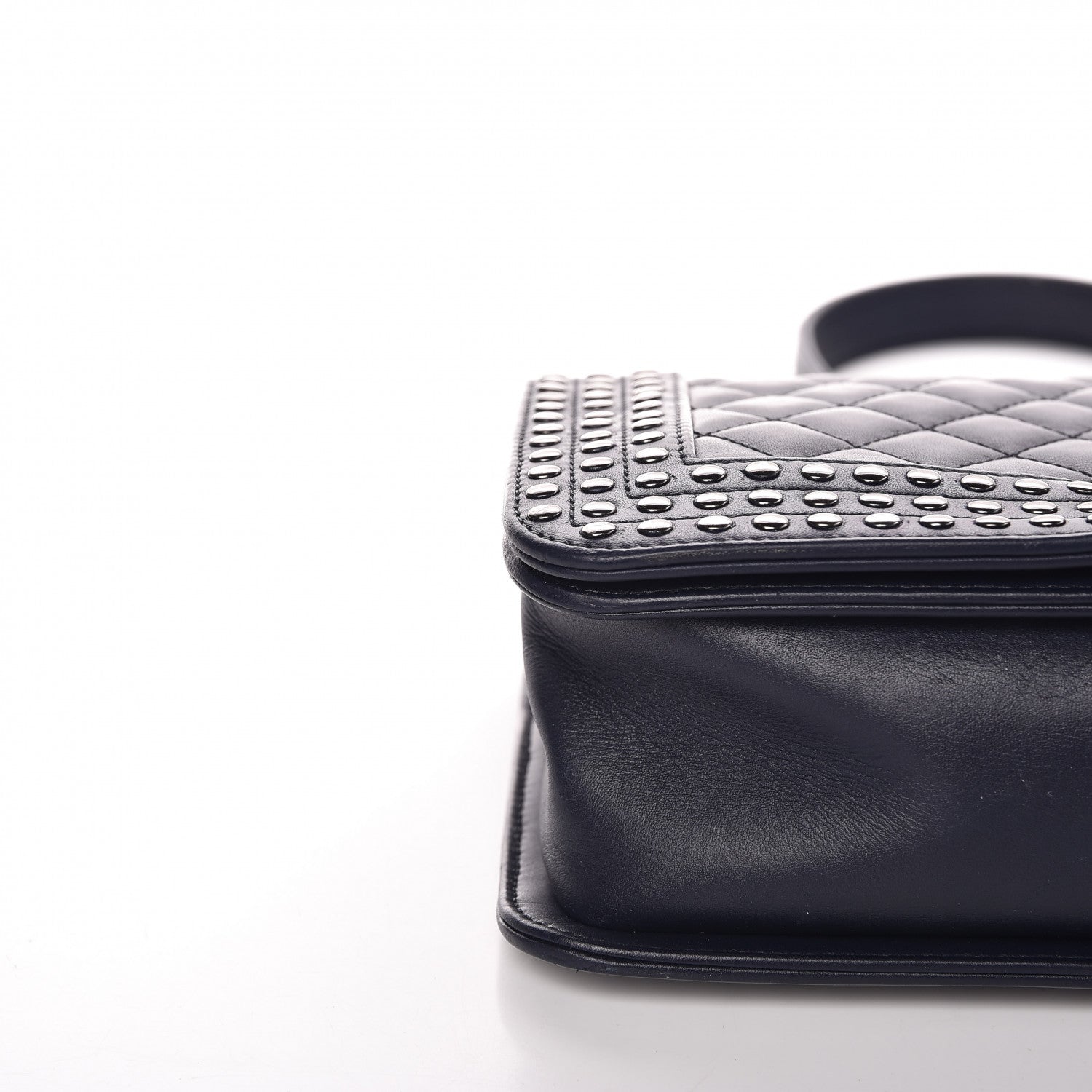 Chanel Calfskin Quilted Studded Medium Boy Flap Navy 10 of 11
