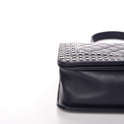 Chanel Calfskin Quilted Studded Medium Boy Flap Navy 10 of 11