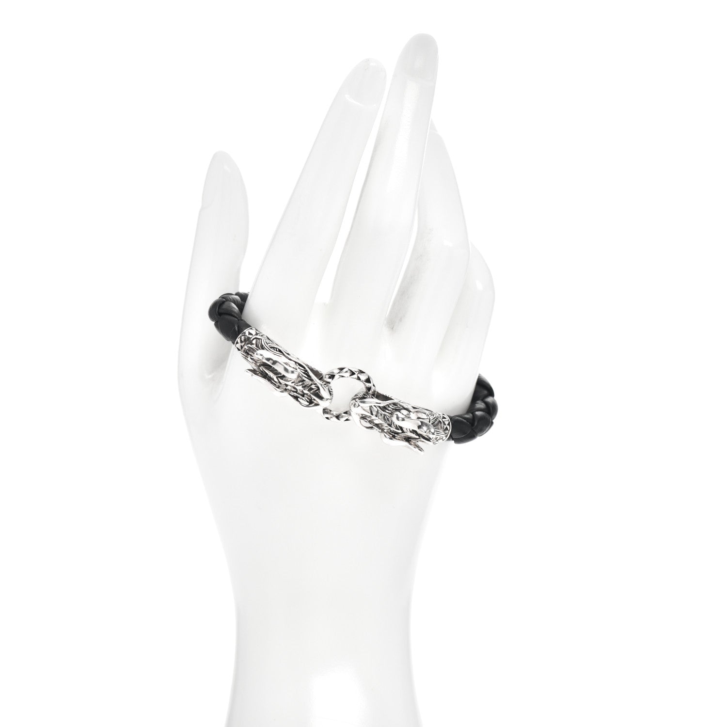 John Hardy Sterling Silver Leather Naga Dragon Legend Bracelet Black 2 of 6