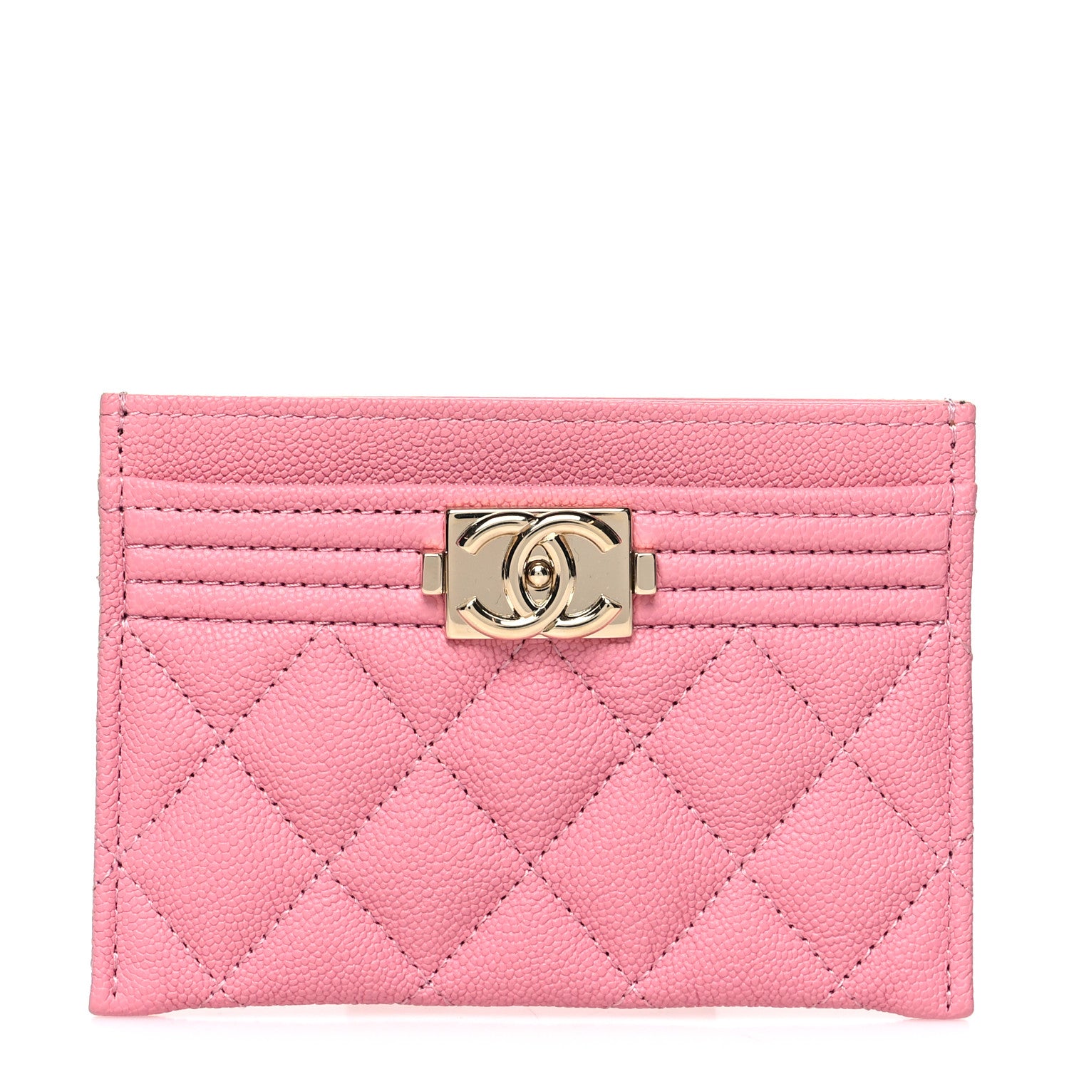 Chanel Caviar Quilted Boy Card Holder Pink 1 of 10
