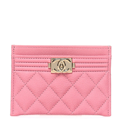 Chanel Caviar Quilted Boy Card Holder Pink 1 of 10