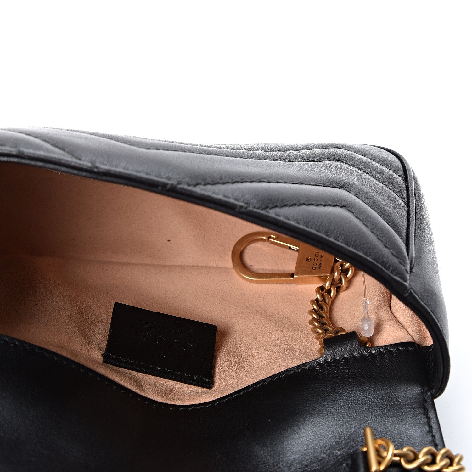 Gucci Calfskin Matelasse Super Mini GG Marmont Shoulder Bag Black 4 of 10