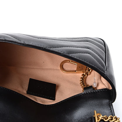 Gucci Calfskin Matelasse Super Mini GG Marmont Shoulder Bag Black 4 of 10