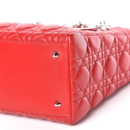 Christian Dior Lambskin Cannage Medium Lady Dior Red 6 of 12