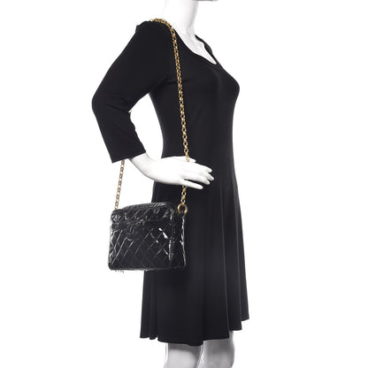 Chanel Patent Quilted Tassel Camera Case Black 2 of 10