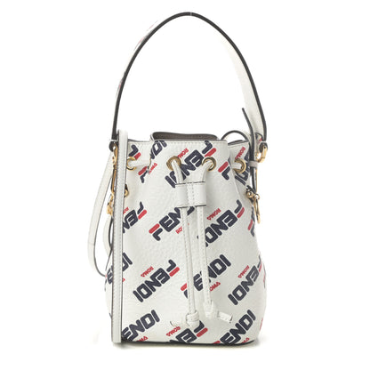 Fendi X FILA Vitello F is Fendi Mania Mini Mon Tresor Bucket Bag White 1 of 9
