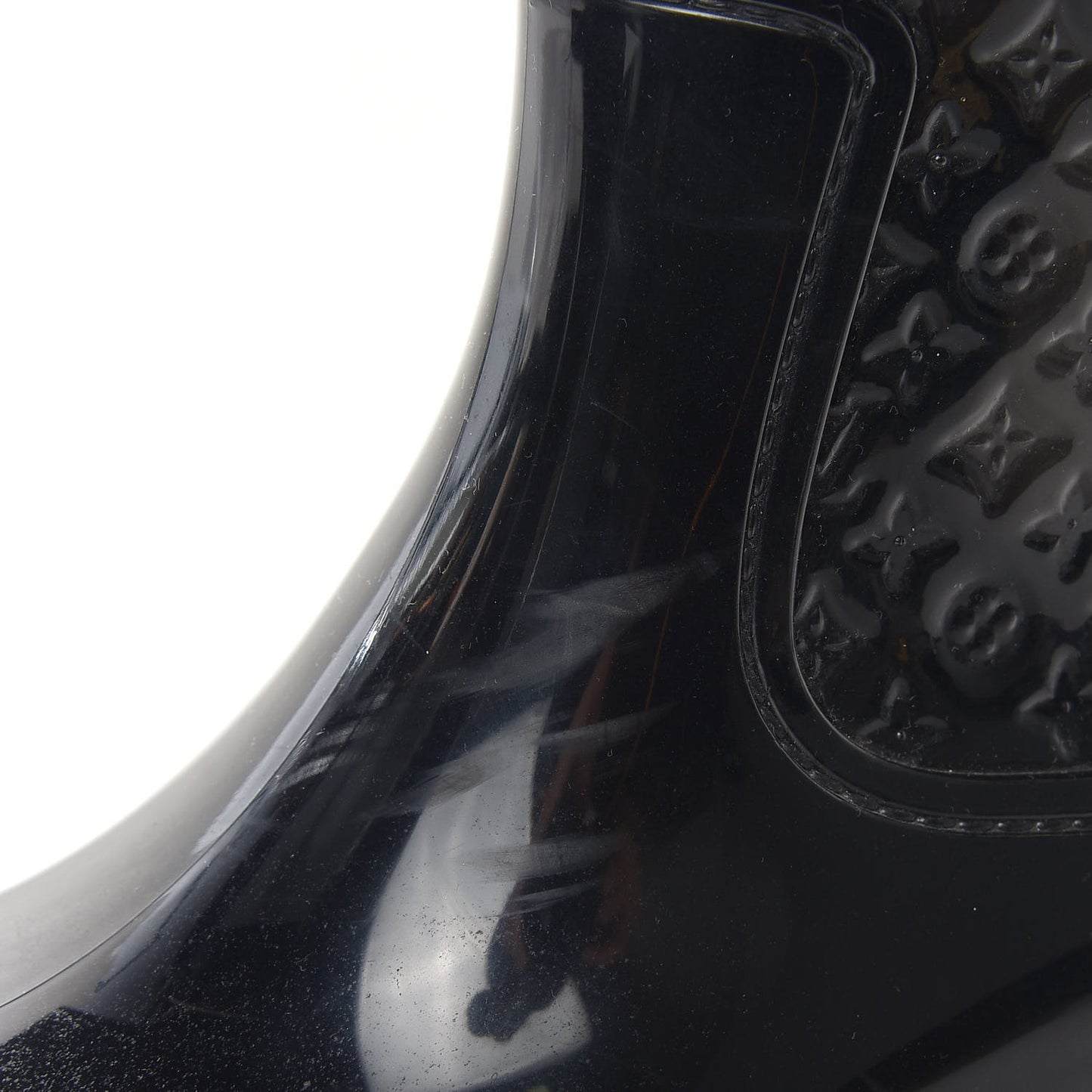 Rubber Embossed Monogram Splash Rain Boots 37 Black