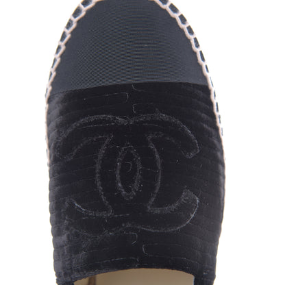 Chanel Velvet Grosgrain CC Espadrilles 39 Black 10 of 11