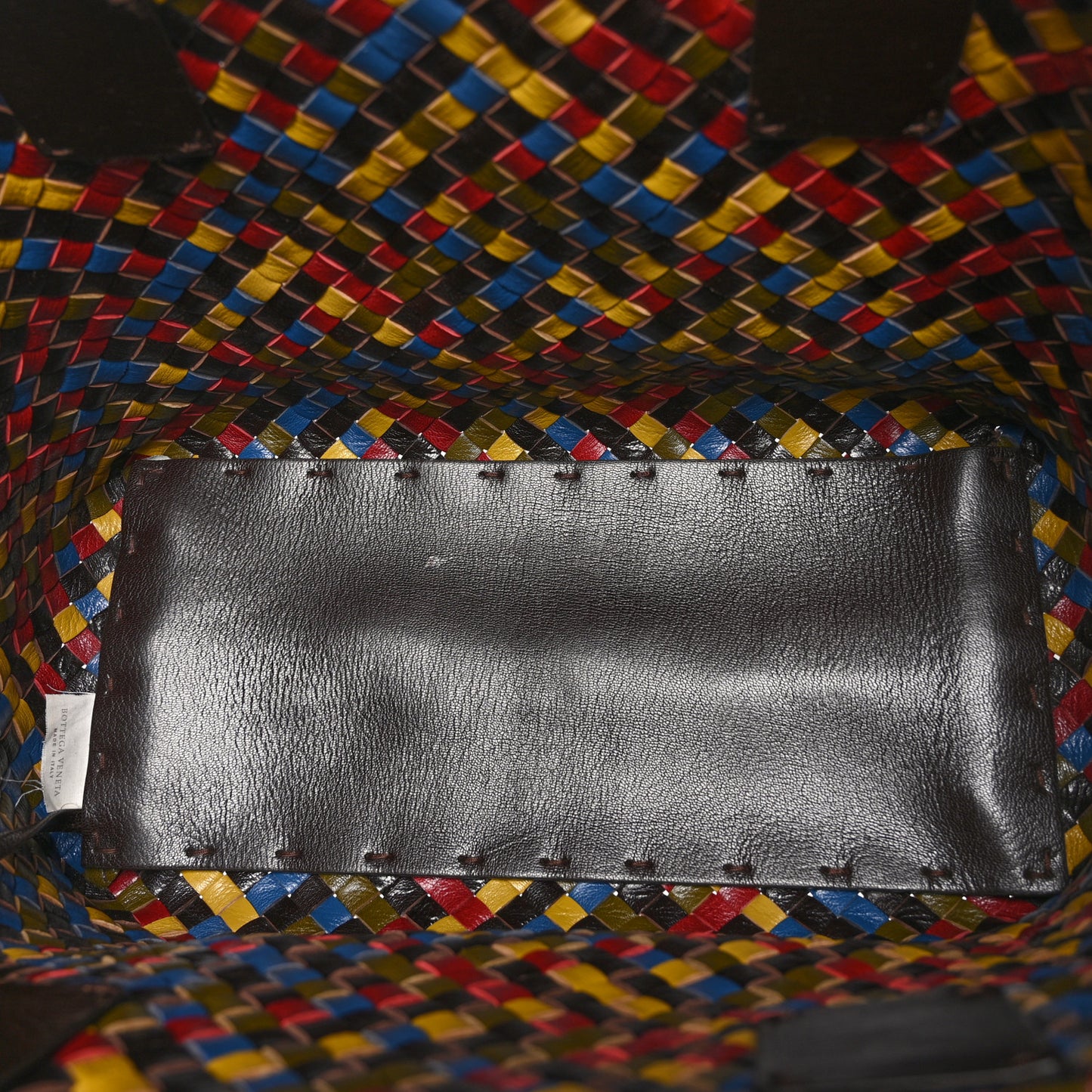 Shiny Goatskin Intrecciato Small Cabat Multicolor