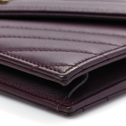 Saint Laurent Calfskin Matelasse Chevron Monogram Envelope Chain Wallet Rouge Legion 10 of 10