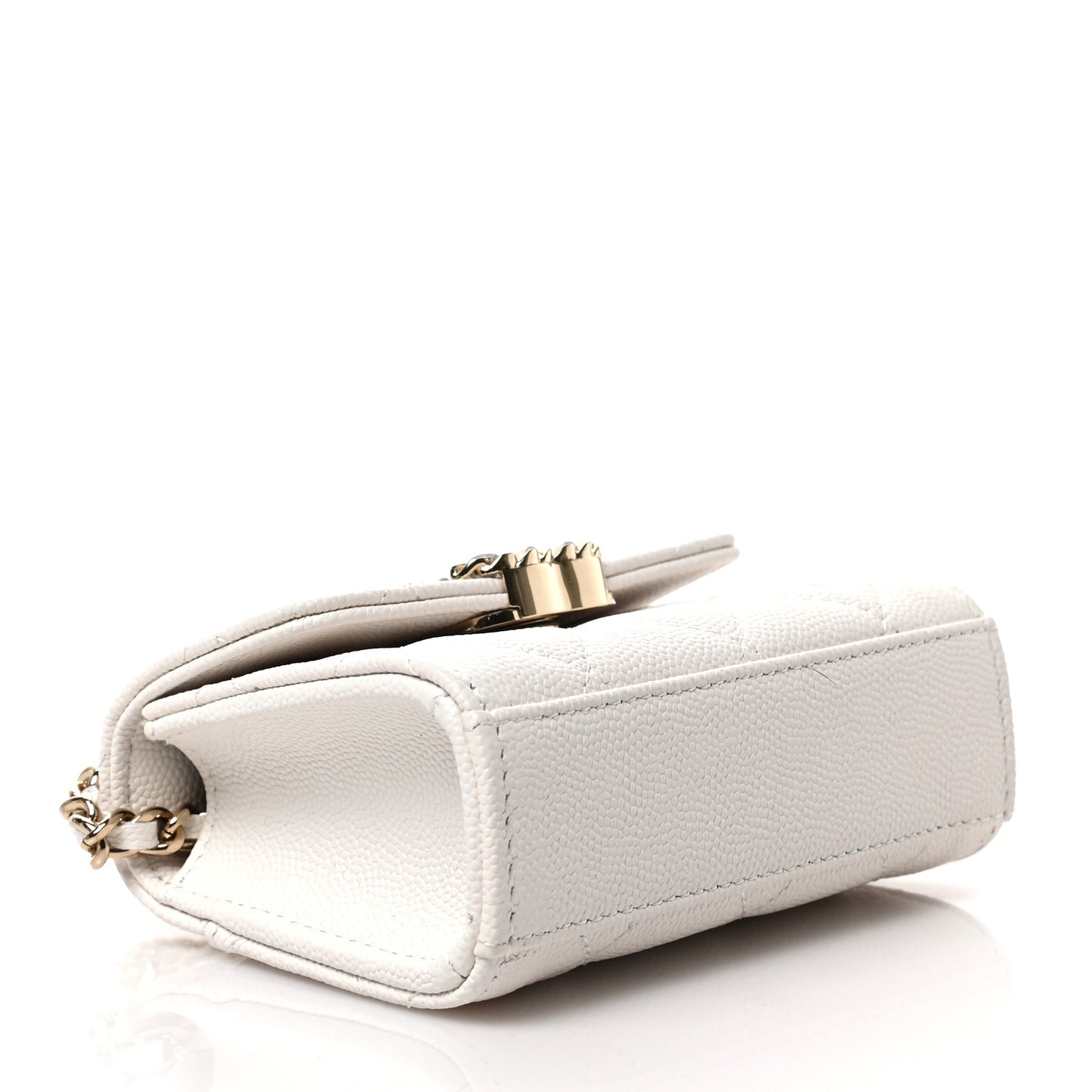 Caviar Quilted Chain Top Handle With Chain White