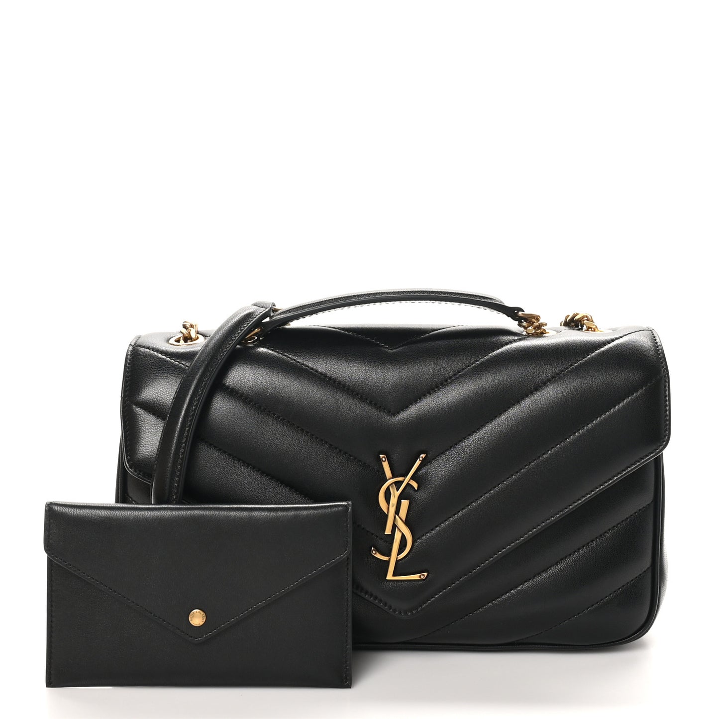 Lambskin Chevron Quilted Medium Loulou Black