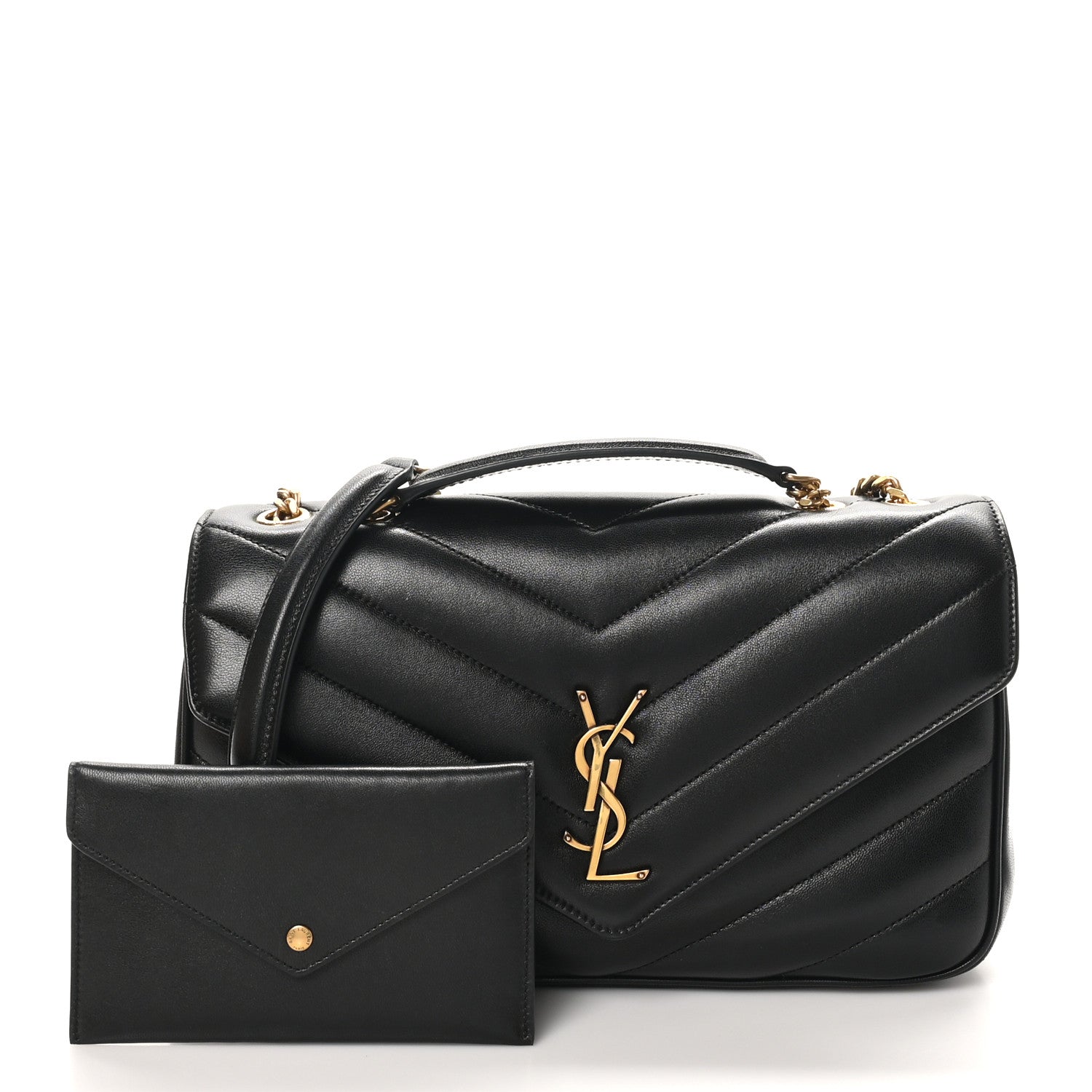 Saint Laurent Lambskin Chevron Quilted Medium Loulou Black 3 of 12