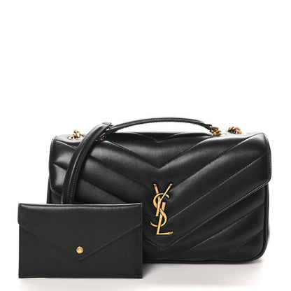 Saint Laurent Lambskin Chevron Quilted Medium Loulou Black 3 of 12