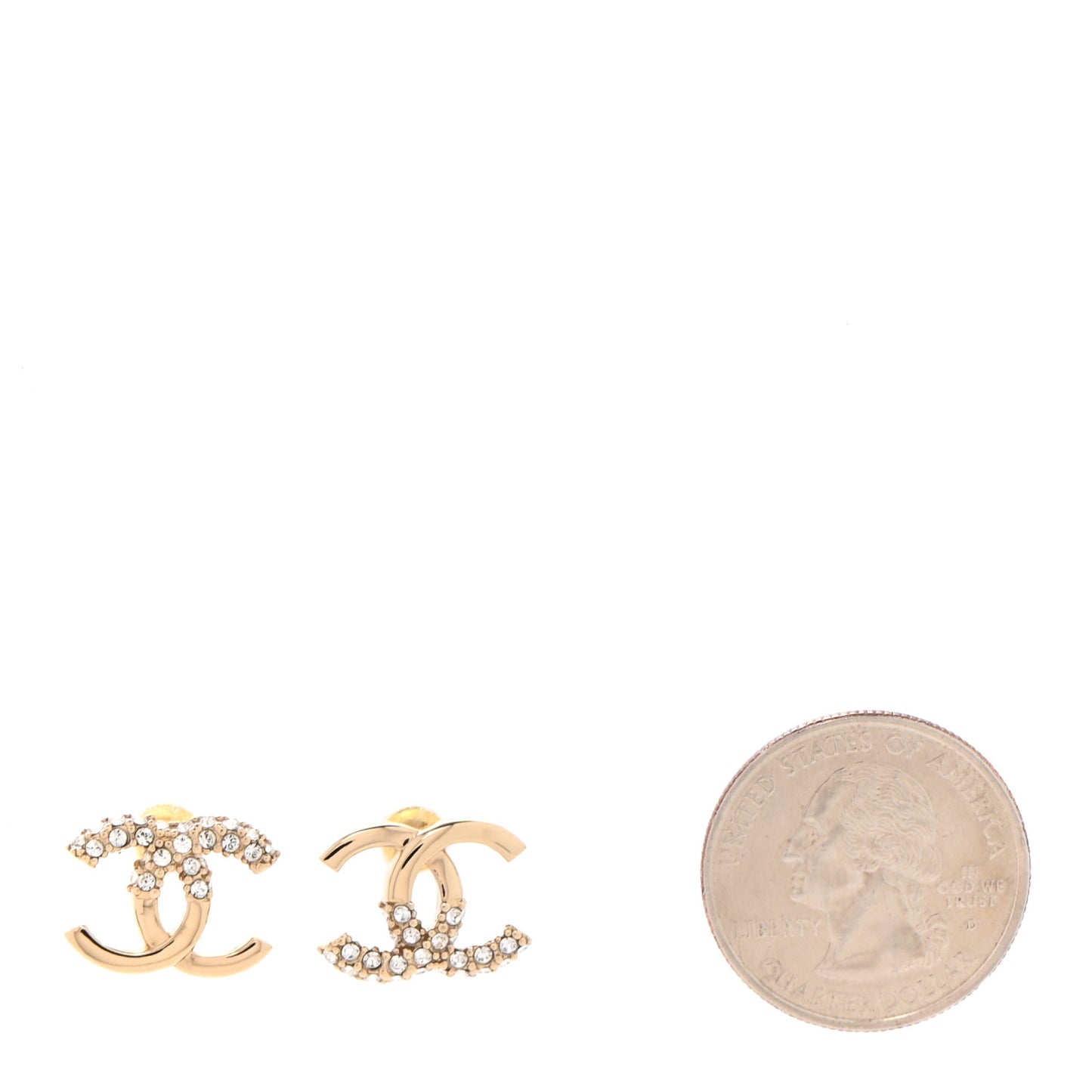 Crystal Metal CC Earrings Gold