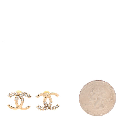 Chanel Crystal Metal CC Earrings Gold 2 of 5