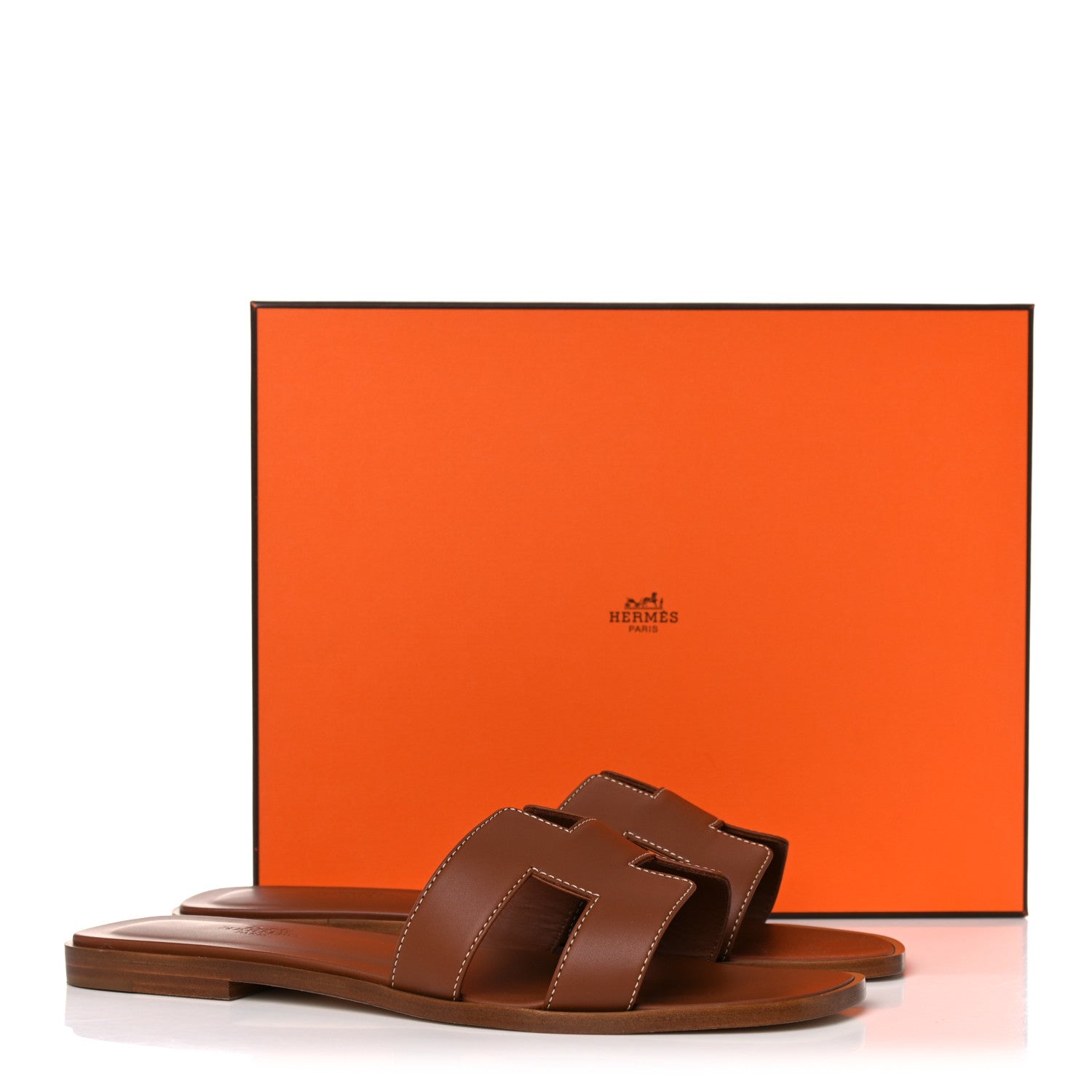 Hermes Box Calfskin Oran Sandals 39 Gold 9 of 9