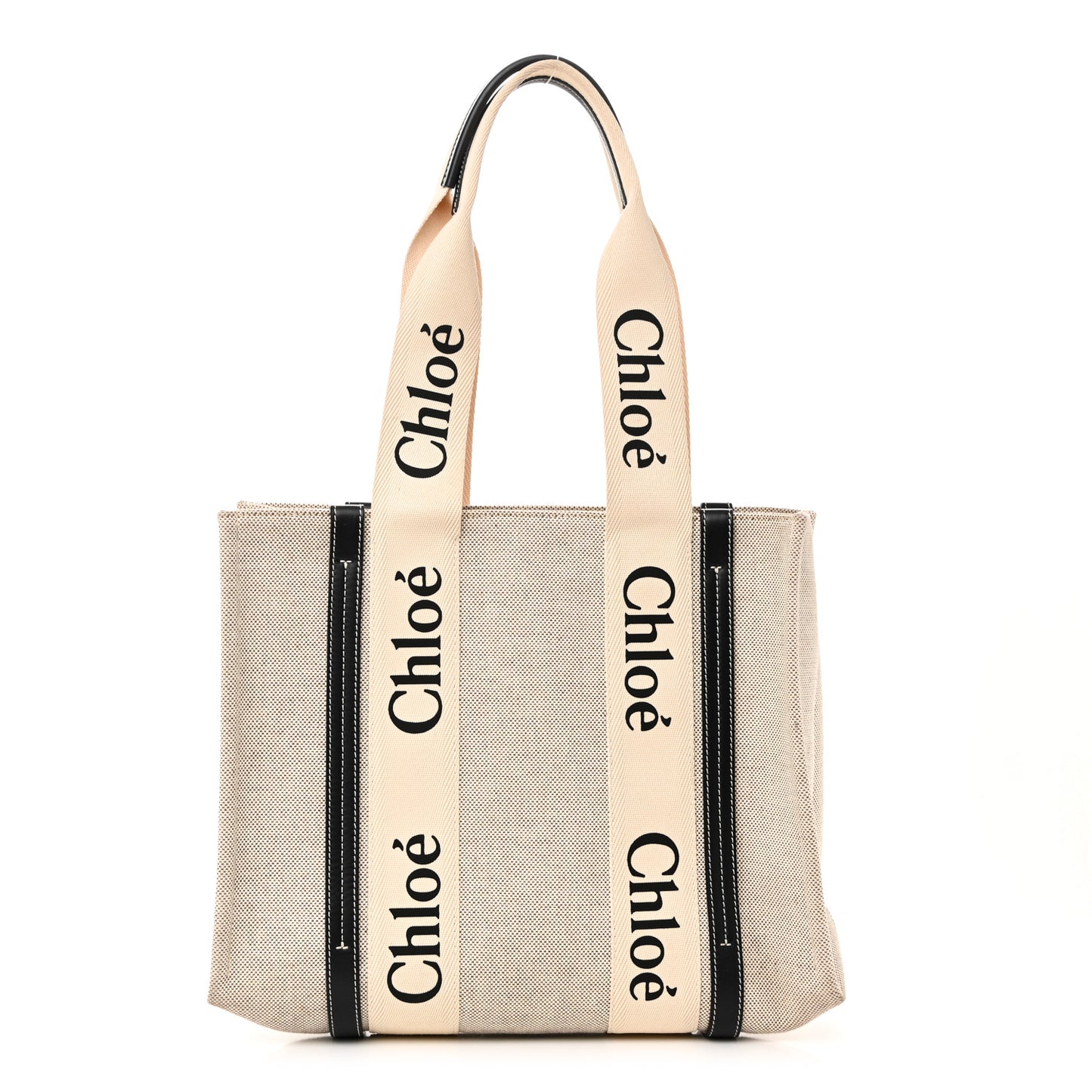 Cotton Calfskin Medium Woody Ribbon Tote White Blue