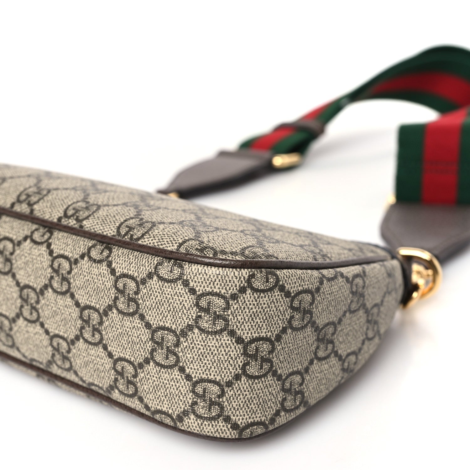 Gucci GG Supreme Monogram Textured Dollar Calfskin Web Small Ophidia GG Handbag Beige Ebony New Acero 10 of 11