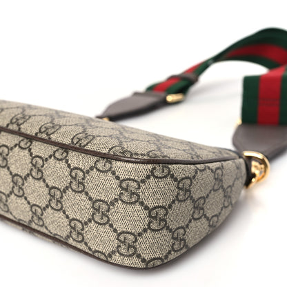 Gucci GG Supreme Monogram Textured Dollar Calfskin Web Small Ophidia GG Handbag Beige Ebony New Acero 10 of 11