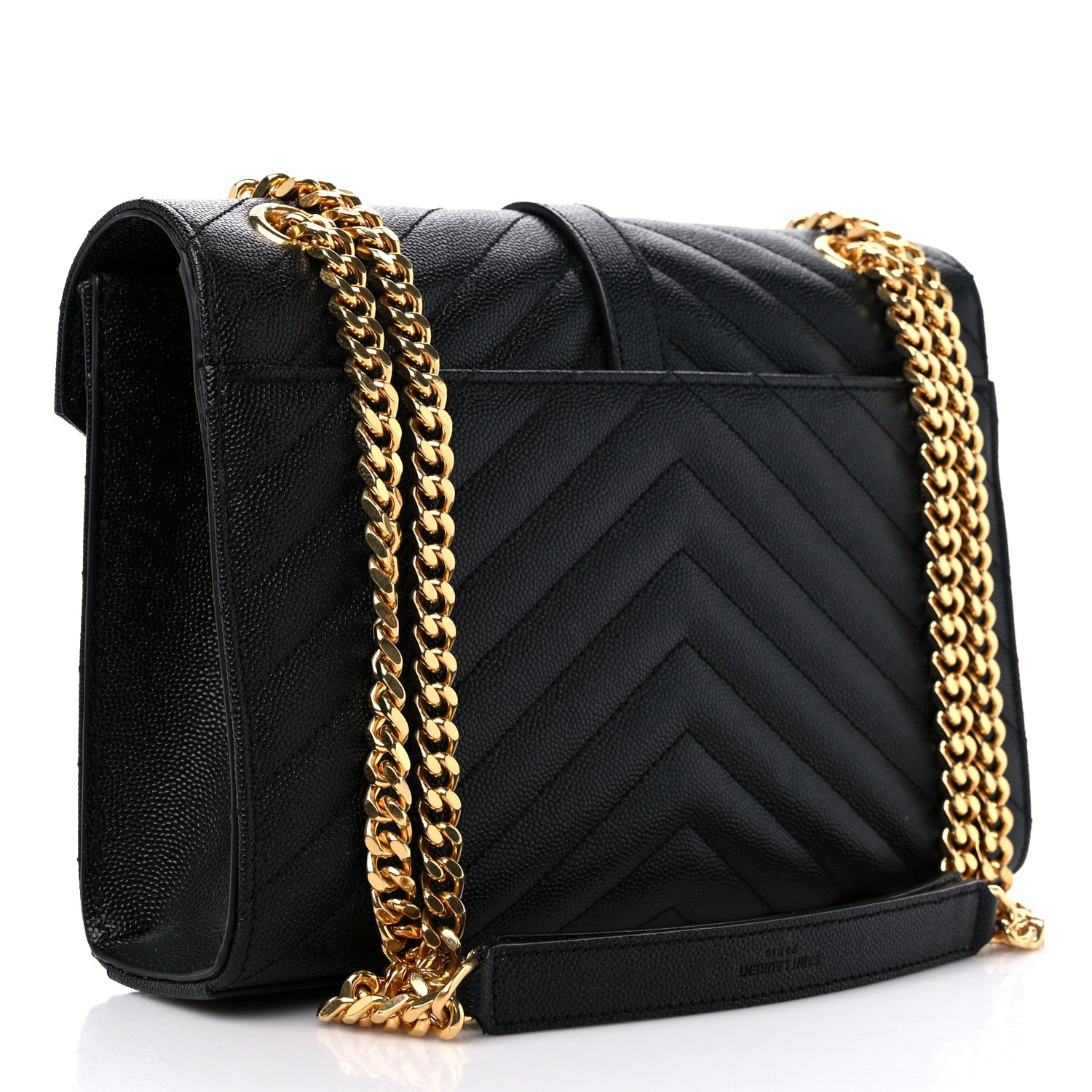 Saint Laurent Grain De Poudre Matelasse Chevron Medium Monogram Satchel Black 3 of 10
