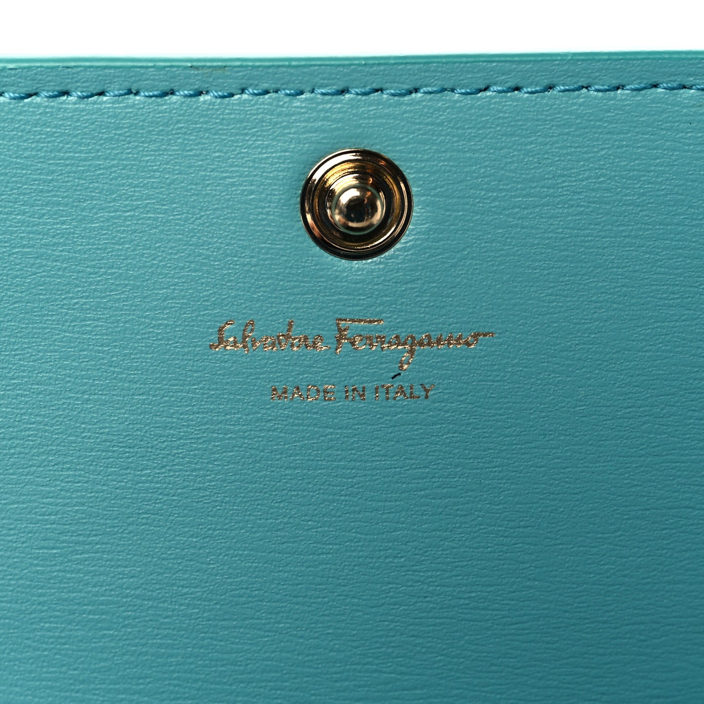 Printed Calfskin Gancini Wallet On Chain Teal
