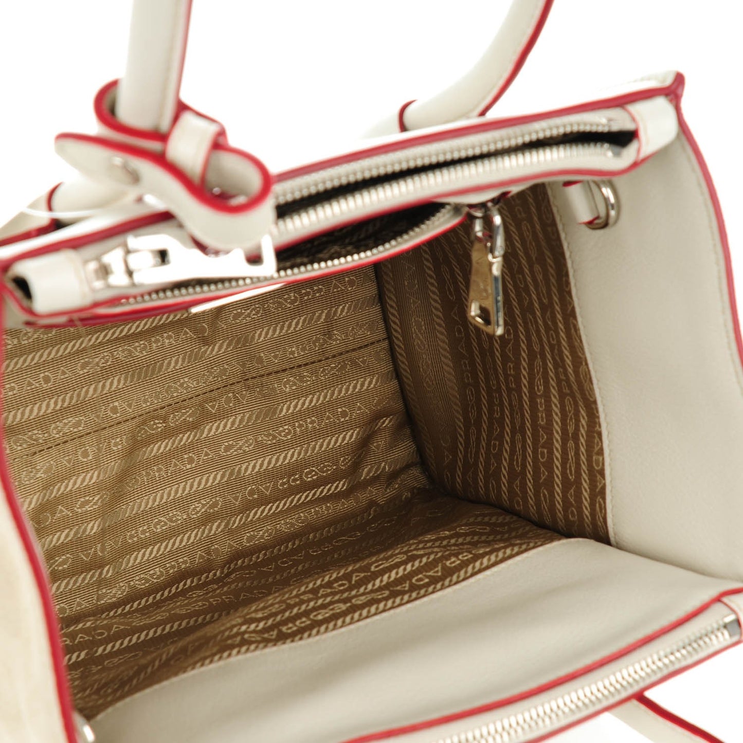 Glace Calf Suede Mini Twin Pocket Tote Talco Rosso
