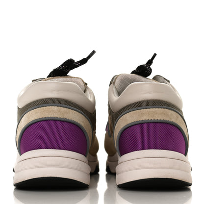 Chanel Mesh Suede Calfskin Grained Calfskin Womens CC Sneakers 39 Beige Dark Beige Purple 6 of 12