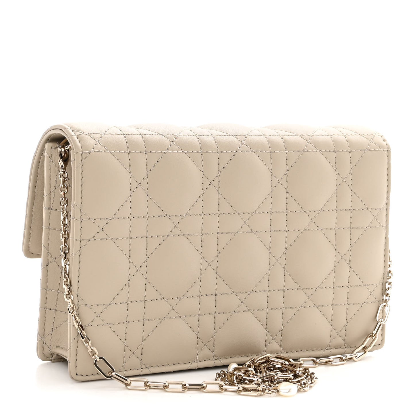Lambskin Cannage Miss Dior Chain Pouch Sand