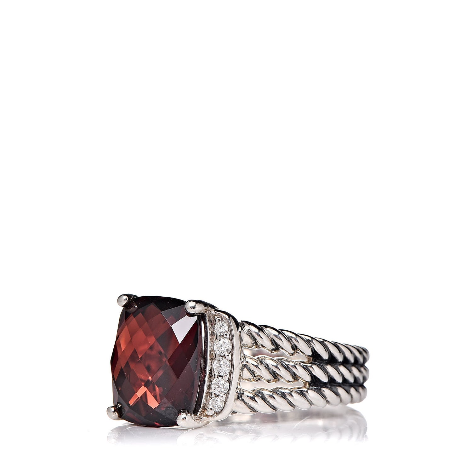 Sterling Silver Diamond Garnet 10mm Petite Wheaton Ring 50 5.5