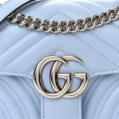 Gucci Calfskin Matelasse Mini GG Marmont Shoulder Bag Porcelain Light Blue 8 of 10