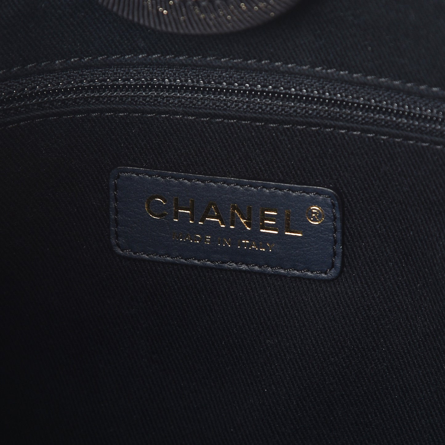 Lurex Canvas Mini Deauville Tote Navy Blue Gold