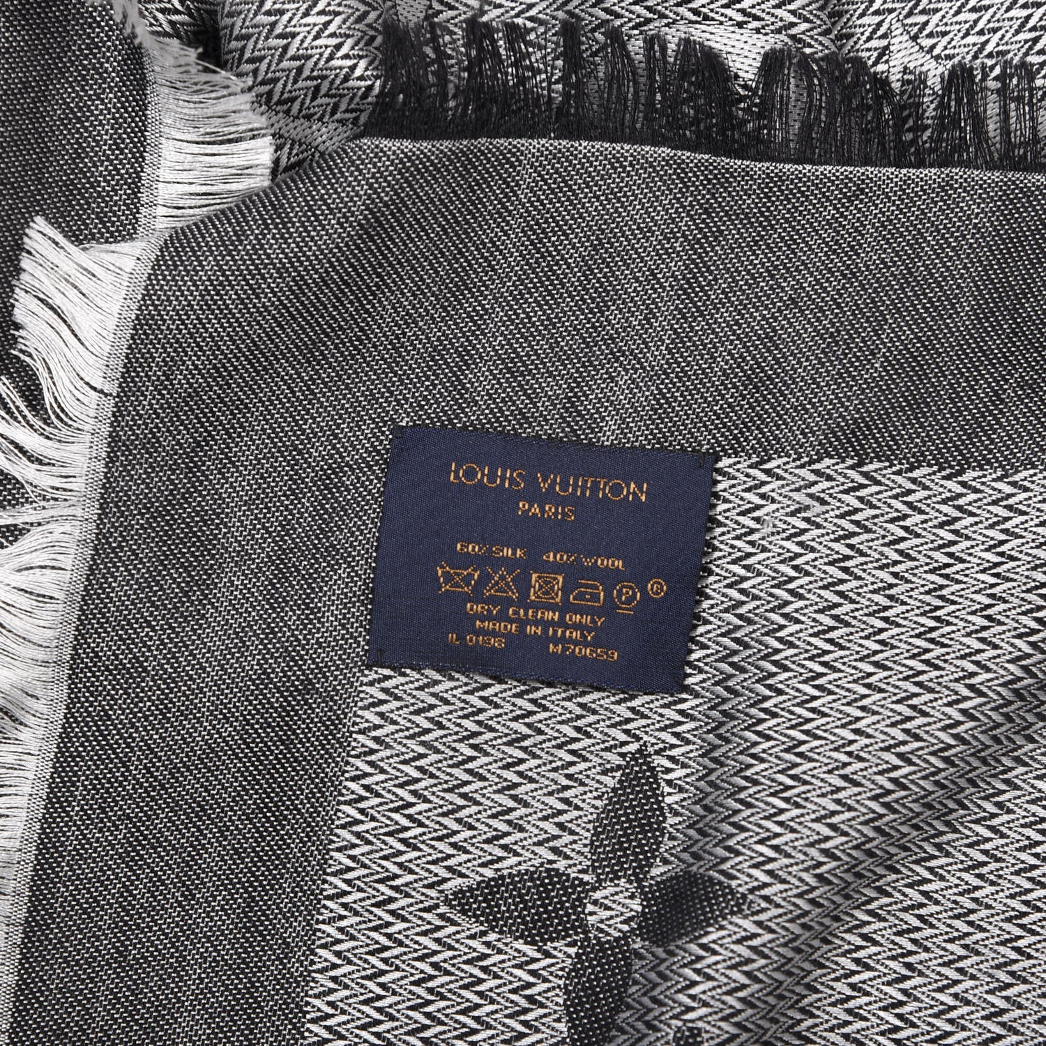 Louis Vuitton Silk Wool Beyond Monogram Shawl Silver 3 of 3