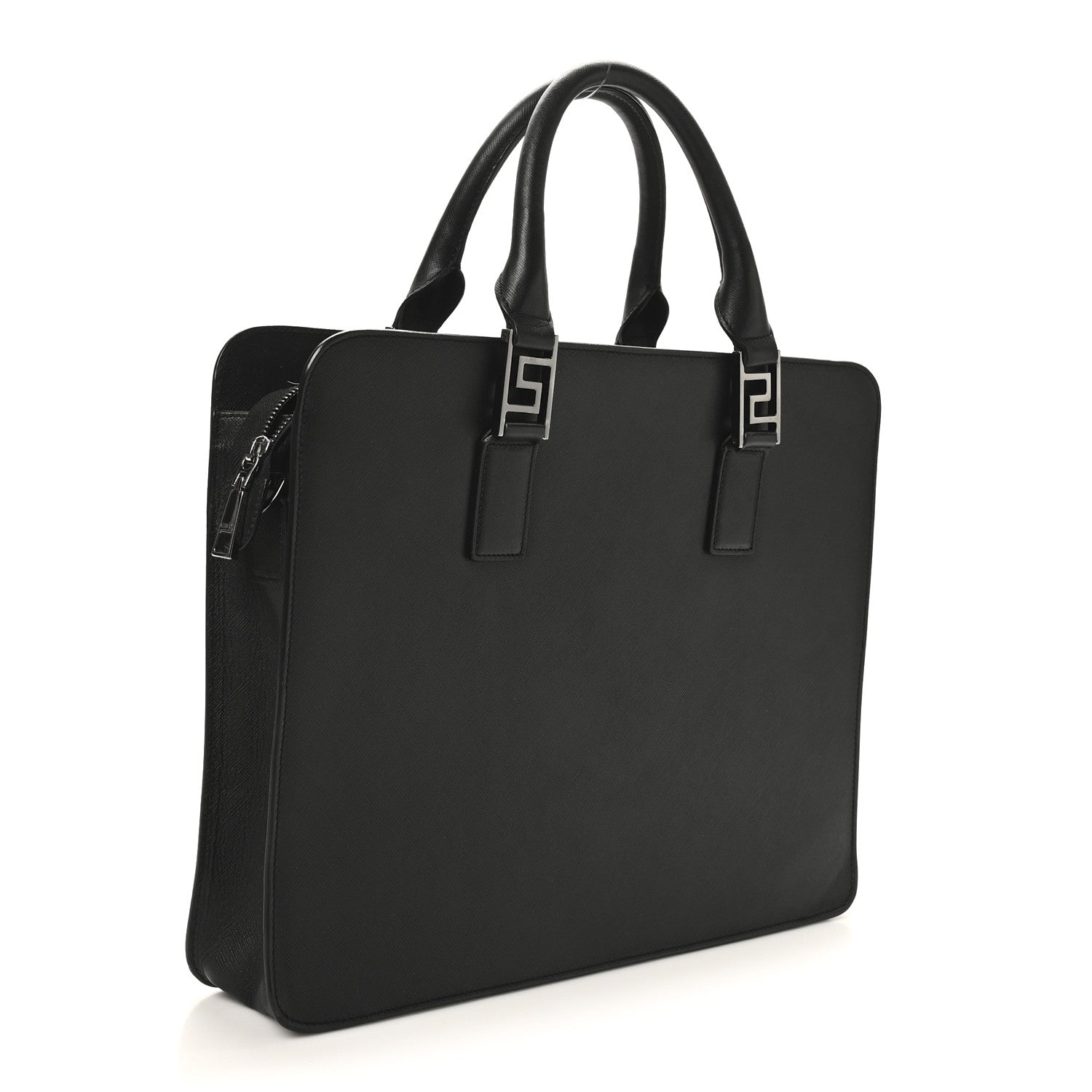 Versace Saffiano Medusa Top Handle Briefcase Black 3 of 9