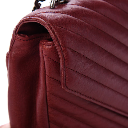 Saint Laurent Sheepskin Matelasse Chevron Large College Monogram Satchel Oxblood 14 of 18