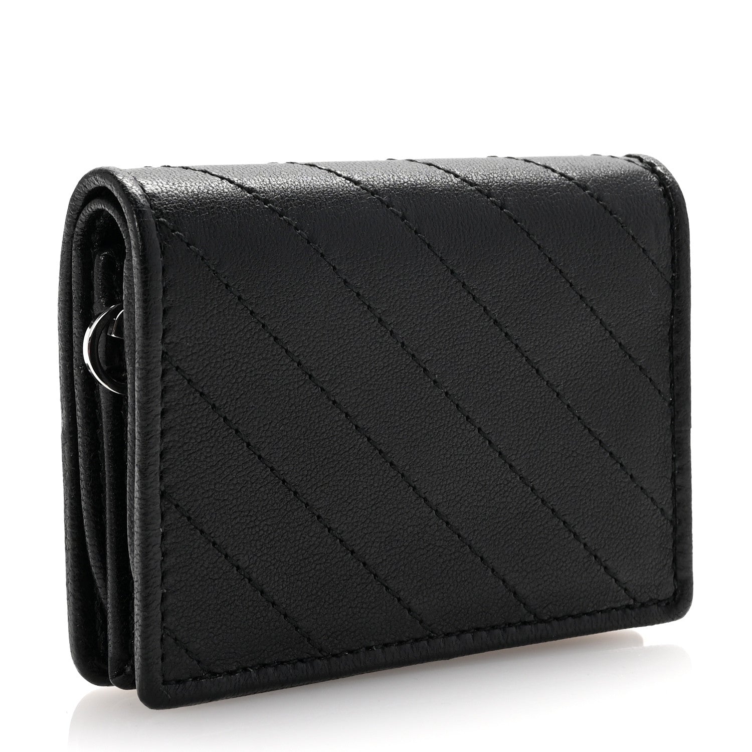 Gucci Sakai Be Green Calfskin Diagonal Stitched Blondie Card Case Wallet Black 3 of 8